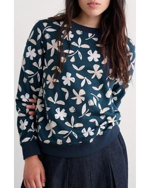 Seasalt Cornwall Bright Wave Floral Organic Cotton Sweatshirt - Blue
