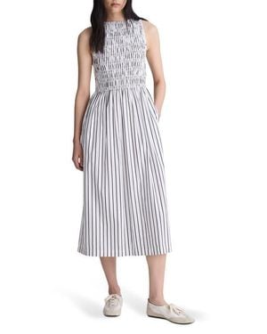Madewell The Melody Smocked Sleeveless Midi Dress - White