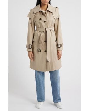 London Fog Water Resistant Belted Trench Coat - Natural