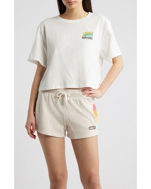 Rip Curl Surf Side Crop Graphic T-Shirt - White