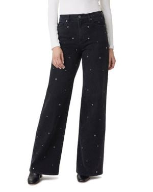 Habitual Denver Grommet High Waist Wide Leg Jeans - Black