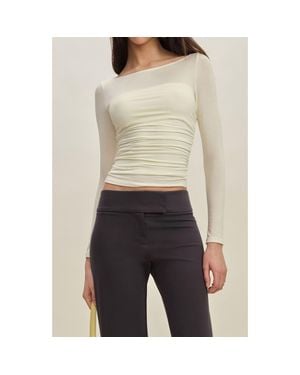 Reformation Julian Ruched Stretch-Knit Top - White