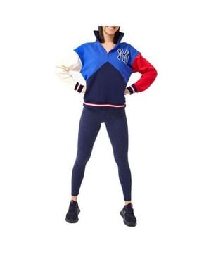 Terez New York Yankees Classic Colorblock Quarter-Zip Sweatshirt - Blue