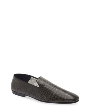 Tom Ford Steven Alligator Embossed Slipper - Gray