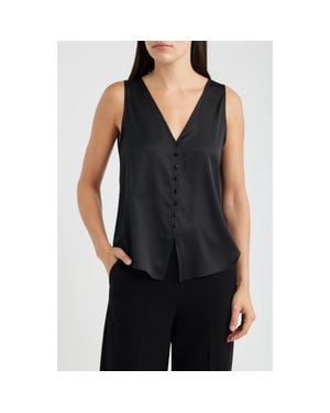 Kobi Halperin Colette Silk Blend Button-Up Top - Black