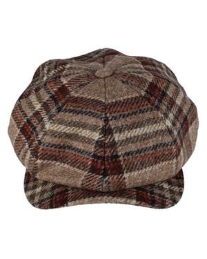 Wigéns Tweed Check Melange Classic Newsboy Cap - Brown