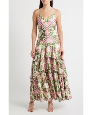 Parker Print Tiered Sleeveless Maxi Dress - Multicolor