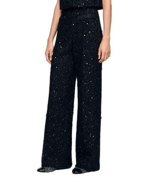 Sandro Rhinestone Tweed Pants - Black
