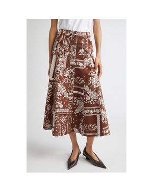 Cinq À Sept Print A-Line Midi Skirt - Brown