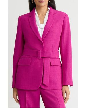 Kasper Two Button Blazer With Belted Waist - Pink