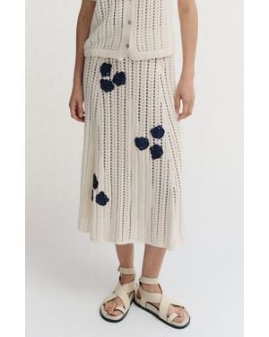 De Loreta Manta Paneled Cotton Blend Midi Skirt - Natural