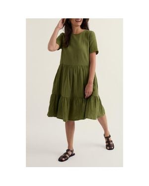 Seasalt Cornwall Pebble Comb Organic Cotton Double Gauze Dress - Green