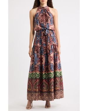Julia Jordan Print Sleeveless Tiered Maxi Dress - Multicolor