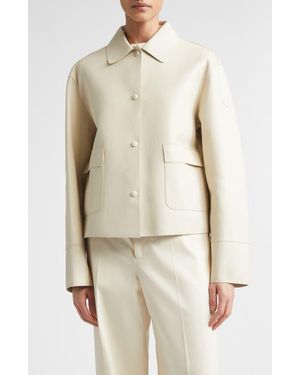 Moncler Haricot-In-1 Down Vest & Leather Jacket - White