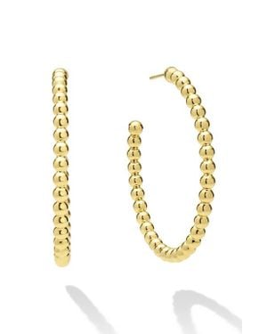 Lagos 18K Caviar Beaded Hoop Earrings - Metallic