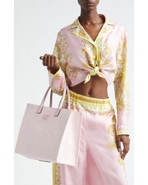 Versace Barocco Crop Silk Button-Up Shirt - White