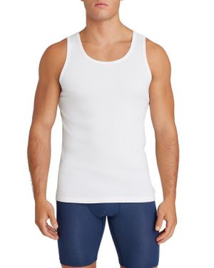 Tommy John Cool Stretch Cotton 3-Pack Rib Tanks - White
