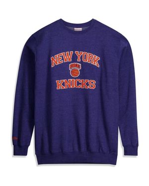 Mitchell & Ness New York Knicks Hardwood Classics Big & Tall Crewneck Sweatshirt - Blue