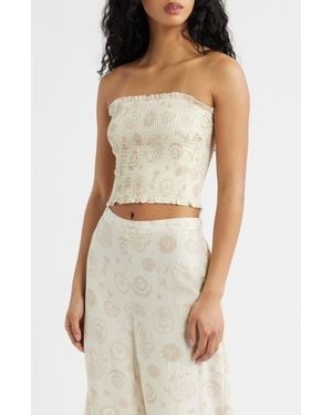 Rip Curl Catalina Island Smocked Tube Top - Natural
