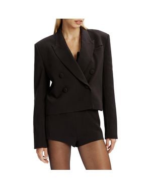 Bardot Jezel Double Breasted Crop Blazer - Black