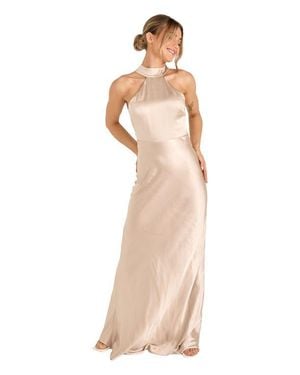 Six Stories Halter Neck Satin Bridesmaid Dress - Natural