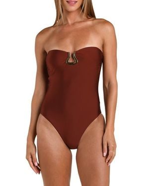 Sunshine 79 Solids Strapless One-Piece Swimsuit - Brown