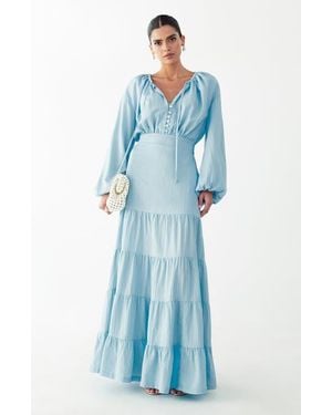 Willa Golden Maxi Dress - Blue