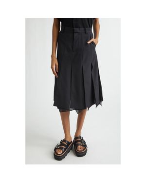 Sacai Chalk Stripe Mixed Media Skirt - Blue