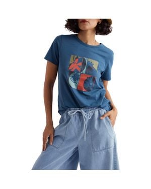 Seasalt Cornwall Printing Ink Organic Cotton Graphic T-Shirt - Blue