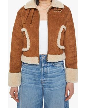Mother The On Thin Ice Faux Suede Faux Shearling Trim Jacket - Brown