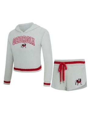 Concepts Sport Georgia Bulldogs Whitley Long Sleeve Hoodie Top & Shorts Set - White
