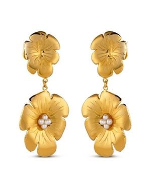 Christina Capo Double Poppy Drop Earrings - Metallic