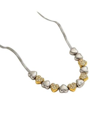 Akalia Sienna Waterproof Heart Teardrop Y-Necklace Two Tone - Metallic