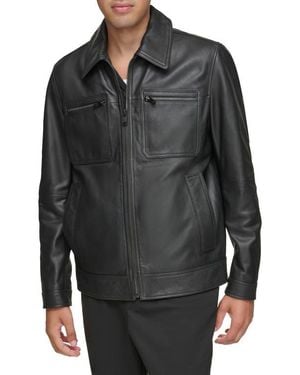 Andrew Marc Clayton Leather Jacket - Black