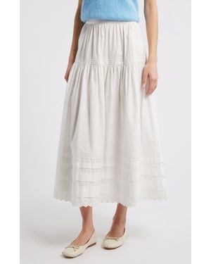 Doen Sebastiane Tiered Organic Cotton Poplin Maxi Skirt - White