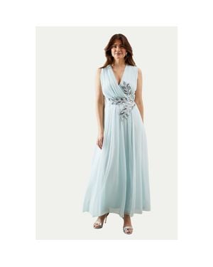 Wallis Embellished Wrap Georgette Maxi Dress - Blue