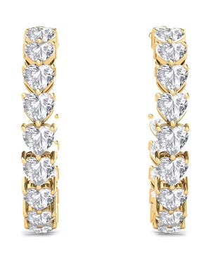 HauteCarat Heart Lab Created Diamond Inside Out Hoop Earrings - Metallic