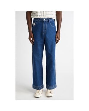 Bode Embroidered Denim Knolly Brook Pants - Blue