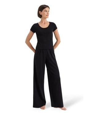 Pact Organic Cotton Pointelle Scoop Neck Tee - Black