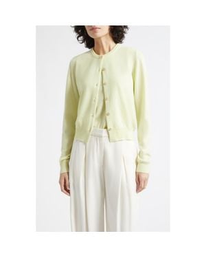 Johnstons of Elgin Iris Cashmere Crewneck Cardigan - Natural