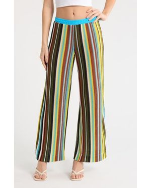 STAUD Ali Open Stitch Stripe Pants - Green