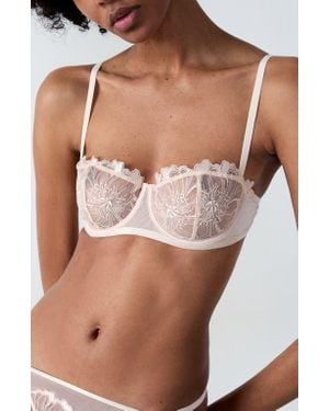 Etam Amaryllis Embroidered Underwire Demi Bra - White