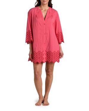 La Blanca Crinkle Collective Cover-Up Minidress - Red
