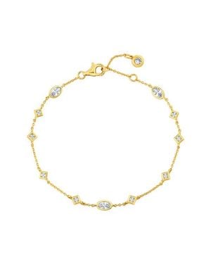 Crislu Princess & Oval Crystal Station Bracelet - Metallic