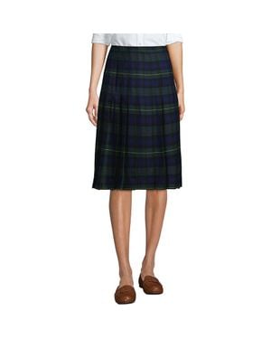 Lands' End School Uniform Plaid Pleated Skirt Below The Knee - Black