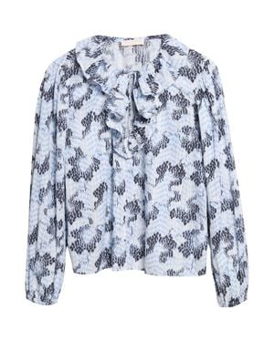 Ulla Johnson Siena Abstract Print Ruffle Collar Top - Blue