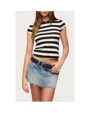 Edikted Annabeth Stripe Crop T-Shirt - Blue