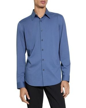Theory Sylvain Nd Structure Knit Button-Up Shirt - Blue