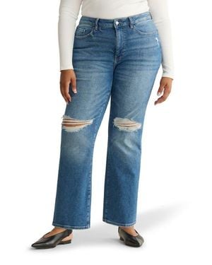 WARP+WEFT Ase High Waist Ripped Straight Leg Jeans - Blue