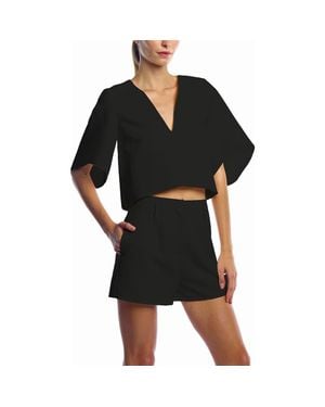 LBLC The Label Amalfi Deep V Blouse - Black